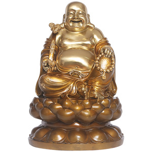 Maitreya <b>Buddha</b> Statue Brass Handmade Color-blocked Gold Figure Home Decor Housewarming Gift <b>Ornamental</b> Craft - Product Image 4