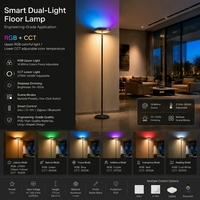 Lámpara de Pie Inteligente KA Lighting de 1500LM, RGBWW, Control de Triple Zona, Lámpara LED Moderna con Control Remoto por WiFi y App Matter