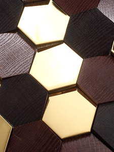 Piastrelle a Mosaico Esagonali 3D in Ceramica, Decorazione Murale in Acciaio Inox Dorato e Chips di Legno, Rivestimento Murale Moderno in <span class=keywords><strong>Marmo</strong></span> con Mosaico in Acciaio - Product Image 4