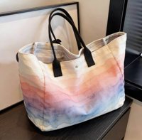 Sac fourre-tout personnalisé OEM, sac fourre-tout en toile grande capacité, sacs de shopping d'extérieur avec poche, sacs fourre-tout pour femmes