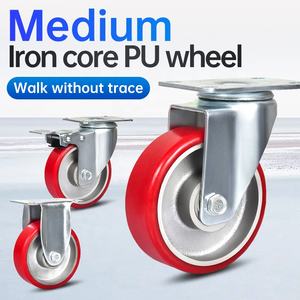 mittellaufwand rot 4 zoll rad lager flachwagen anhänger walze möbel allgemeiner zweck stumme universelle bremsscheiben - Product Image 3