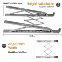 Support d'ordinateur portable pliable en alliage d'aluminium de haute qualité, réglable sur 10 positions, pour bureau