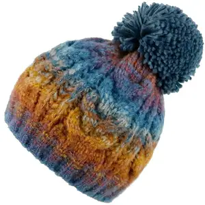 Chapeau tricoté à câble mohair en acrylique pour femme, chauffant, avec pompon, pour l'extérieur