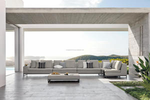 Ensemble de canapés d'extérieur en aluminium de style moderne avec coussins et oreillers, pour hôtel, patio et balcon, salon, meubles imperméables - Product Image 6