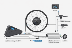 <span class=keywords><strong>Kit</strong></span> de Motor Eléctrico de 72V 3000W sin Escobillas <span class=keywords><strong>para</strong></span> Bicicleta Eléctrica, con Pantalla LCD LED, Batería de Litio Duradera, Conversión de Bicicleta - Product Image 4