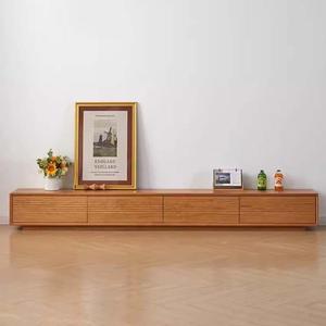 Meuble TV en bois massif, bois de cerisier, 240 cm, style moderne minimaliste, meuble de rangement pour salon - Product Image 1