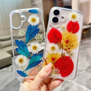 เคสโทรศัพท์มือถือลายดอกไม้ป่าแห้งอัดจริงสำหรับฤดูร้อน สำหรับ iPhone 12 11 13 14 15 16 Pro Max - Product Image 1