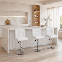 Tabouret de bar élégant en cuir blanc, pivotant, réglable en hauteur avec vérin à gaz, pour pub, club, réception de mariage, mobilier