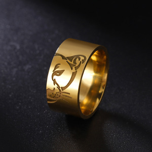 Aço inoxidável Cor do ouro Anéis de dedo para homens Mulheres Cool <span class=keywords><strong>Lion</strong></span> Head Ring Punk Animais Casal Moda Jóias Gift Accessories - Product Image 3