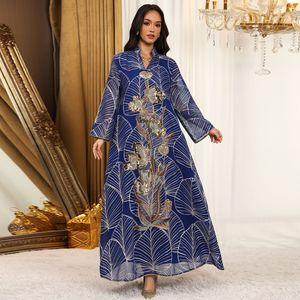 Ramadan Abayas Phụ Nữ Thanh Lịch Hồi Giáo Thêu Lưới Váy Dubai Abaya Thổ Nhĩ Kỳ Hồi Giáo Quần Áo Ma-rốc Jalabiya - Product Image 6