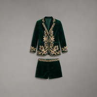 Ensemble élégant de blazer et short en velours brodé pour femme, costume formel de luxe deux pièces pour mariage, fête et bureau