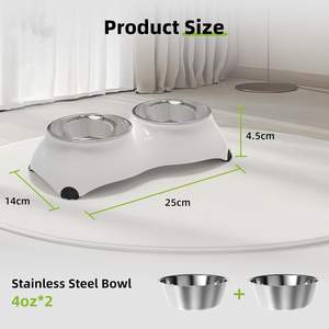 Juego de Tazones para Perro de Acero Inoxidable, Tazón Doble para Comida y Agua, Pequeño, Redondeado, Antideslizante, 8.82 oz, para Perros y Múltiples Mascotas - Product Image 3