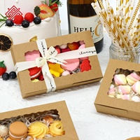 Boîtes à fenêtre en papier kraft pour gâteaux, desserts, biscuits, pâtisseries, emballages, cartons pliables en carton blanc, stock disponible en gros