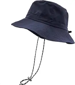 Factory Custom Waterproof Bucket Rain Hat Chin Strap Quick Dry Packable Boonie UV Protection Sun Hat Wide Brim String Cap