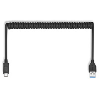 Bochara Elastic Coiled USB 3.0 Tipe a untuk Tipe C 3.0 Pria kabel Data Foil + dikepang terlindung untuk HDD ponsel pintar Tablet