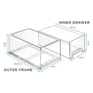 ANJUKE 2 Pack Acrílico Refrigerador de <span class=keywords><strong>plástico</strong></span> transparente Extraíble Cajones Contenedores Nevera Organizador Set <span class=keywords><strong>con</strong></span> <span class=keywords><strong>tapa</strong></span> - Product Image 2