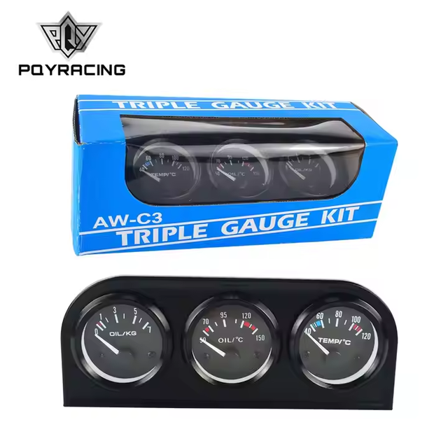 2-Inch Triple Gauge Kit New 52mm Car Meter with Volt Water Temp Oil Press Gauge Sensor