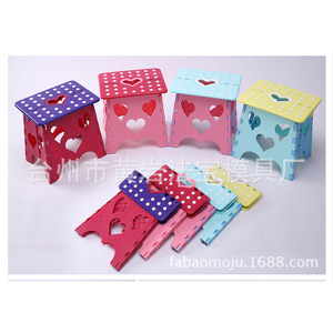 <b>Folding</b> Plastic <b>Stool</b> Yellow Top Blue Base Portable Home Use - Product Image 4