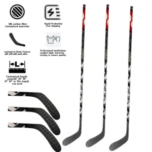 Custom Logo Field Hockey Stick Indoor Outdoor Equipment Hockey Training Senior Youth Adult Vlack Carbon Plastic Hockey Stick