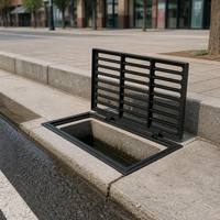 Grille de drainage en fonte robuste à charnières avec cadre pour la sécurité routière et les canaux de drainage