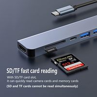 SYONG 4K USB-C Hub Adapter 7-in-1 Stromversorgter USB-C Multiport-Hub mit HDMI 1.4, PD, USB 3.1, USB 2.0, SD TF Kartenleser USB-Hub