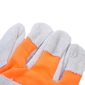 Guantes de Trabajo de Doble Palma de Cuero para Hombre y Mujer, Cuero Vacuno Genuino de Alta Calidad, Ambidiestros, No Impermeables, Grandes, Naranja y Blanco - Product Image 2