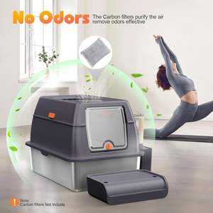 Fabbrica acciaio inossidabile XL grande lettiera per gatti con coperchio alto facile da pulire WC Extra per grandi felini - Product Image 4