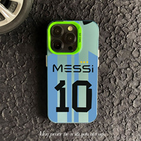 Coque de Téléphone Designer avec Motif Maillot Numéro 10 de la Superstar du Football MESSI pour iPhone Xs Xr 11 12 13 Mini 14 15 Pro Max