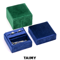 Boîte à bijoux carrée miniature en velours, personnalisable avec logo, étui de rangement portable pour bijoux, boîte cadeau multi-compartiments pour bijoux