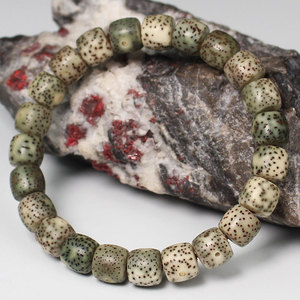 Pulsera de Semillas de Bodhi Verde Fantasma, Cuentas de Barril de 8x9mm, Joyería Budista Unisex, Coleccionable, para Uso Diario - Product Image 3