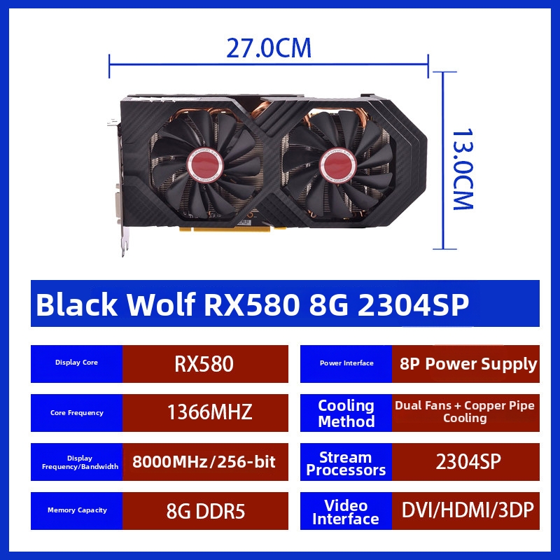 Yeston RX6600XT 8G Earth God (con placa posterior) 95% nuevo