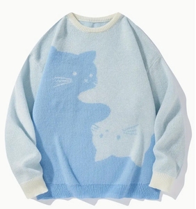 Customized logo round neck men's sweater cotton long sleeve jacquard <b>knitted</b> men's sweater - Product Image 4