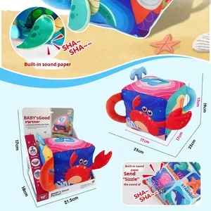 Scatola di Giocattoli Sensoriali per Neonati, Design con Simpatici Animali Marini, Suoni Incorporati, Giocattolo Educativo in Cotone per Bambini - Product Image 3