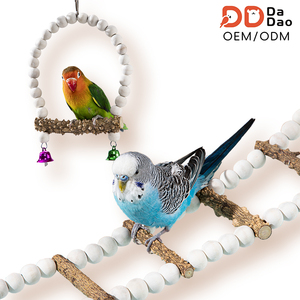 Escalera para Loros Hecha de Madera de Pimienta de Sichuan Natural y Pilares de Color Madera Original, Escaleras para Jaulas de Loros - Product Image 1