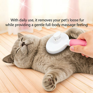 Brosse démêlante massante à aiguilles en acier inoxydable autonettoyante pour toilettage des animaux, brosse lissante à élimination des poils en un clic pour chiens et chats - Product Image 5