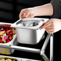 Équipement de cuisine pour buffet d'hôtel, support pour plats GN en acier inoxydable, réchaud avec rangement pour condiments