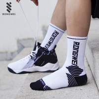 Vente en gros de chaussettes de basket-ball personnalisées de niveau élite à semelles épaisses