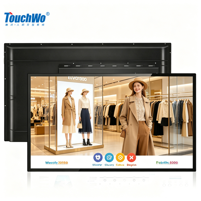 TouchWo 55-98" Dual OS Windows Android Touch Screen Kiosk 4K IP65 Waterproof Flat PCAP Smart Interactive Display for Supermarket