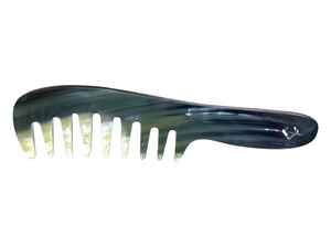 Peine de cuerno de búfalo natural hecho a mano con dientes lisos para desenredar suavemente y reducir la rotura del cabello - Product Image 2