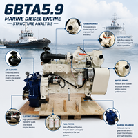 Moteur diesel marin 6BTA5.9 180 CV 2200 tr/min, ensemble moteur diesel de propulsion in-bord pour bateau, pour Dongfeng Cuminss Machinery Motor
