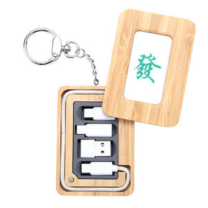 Porte-clés <span class=keywords><strong>portable</strong></span> bambou 60W Charge rapide USB gestion des câbles de données boîte de rangement taille <span class=keywords><strong>carte</strong></span> de visite ensemble de câbles usb boîte de rangement - Product Image 2