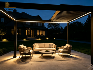 Pergola moderne en aluminium RKOVE, revêtement noir en poudre, rectangulaire, pour extérieur, couverture de jardin, résistante aux intempéries - Product Image 5