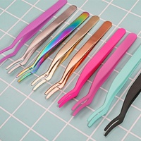 Herramientas de Accesorios para Pestañas de Alta Calidad Personalizadas, Aplicador de Pestañas de Metal de Marca Privada, Pinzas para Pestañas Doradas y Coloridas