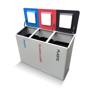 Contenedor de <span class=keywords><strong>Reciclaje</strong></span> Interior de 3 <span class=keywords><strong>Compartimentos</strong></span> con Tapa de Cierre Suave Silencioso, <span class=keywords><strong>Cubo</strong></span> de <span class=keywords><strong>Basura</strong></span> de Metal con Recubrimiento en Polvo - Product Image 2