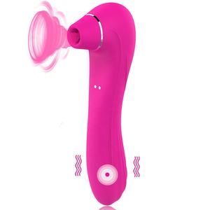 Echte, bevredigende 10-snelheden vrouwenmassage-apparaat met zuig- en vibratiefunctie, G-spot, tepel- en clitorisstimulator, clitoriszuiger, dildo voor vrouwen - Product Image 1