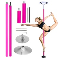 Pôle de danse fitness en acier, rose/noir, portable, pour usage domestique