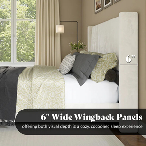 Cama con Plataforma Tapizada en Terciopelo Dwoo, Cabecera con Diseño de Canales Verticales, Diseño Moderno y Lujoso - Product Image 3