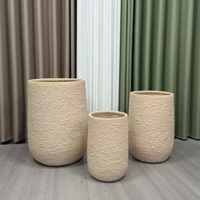 3pcs Set Pot Tanaman dari Fiber Clay Tekstur Batu Rustic, Pot Dekoratif untuk Tanaman dan Bunga, Cocok untuk Dekorasi Rumah, Taman Dalam & Luar Ruangan
