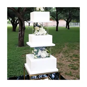 Vente en gros séparateurs de gâteaux rectangles en acrylique support à dessert centres de table de fête de mariage pour décorations de mariage