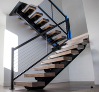 Villa Personnaliser la conception de mains courantes simples en acier inoxydable Conception d'escalier flottant